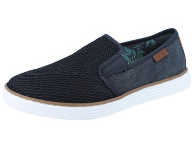 RIEKER Ariaccia Herren Slipper blau Leinen