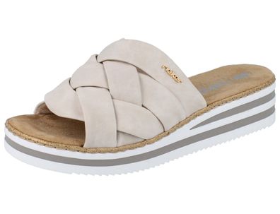 RIEKER Damen Pantolette hellbeige Lederimitat