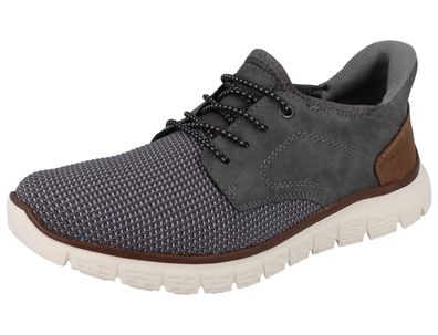 RIEKER Herren Schlupfsneaker grau braun Textil Kunstleder