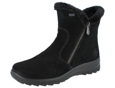 RIEKER Damen Kurzstiefel schwarz Rauleder