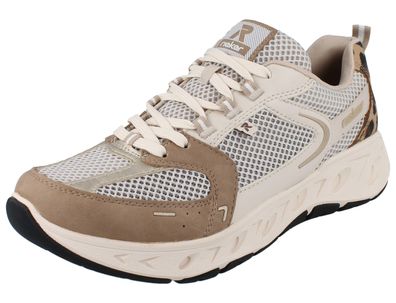 RIEKER Damen Sneaker beige leo Mesh Lederimtat