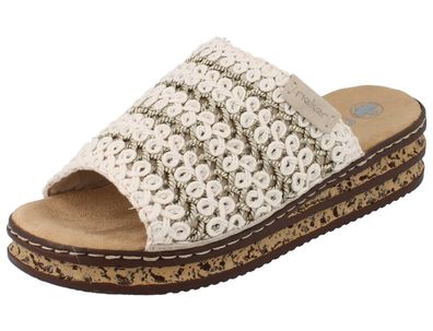 RIEKER Damen Schlupf Pantolette beige Textil