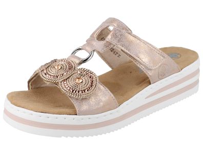 RIEKER Damen Pantolette rose gold metallic Kunstleder