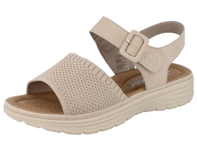 RIEKER Damen Sandale beige Textil und Kunstleder