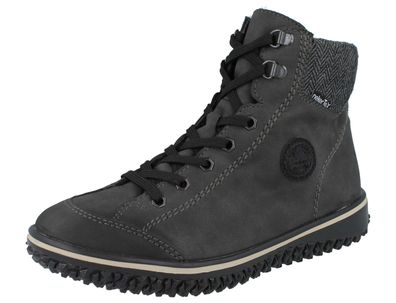 RIEKER Damen Schnürstiefel dunkelgrau Kunstleder