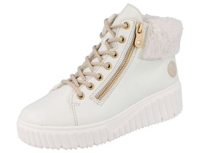 RIEKER Damen Winterboots creme Lederimitat