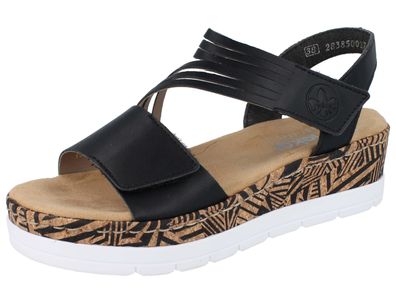 RIEKER Damen Plateau Keilsandalette schwarz Kunstleder