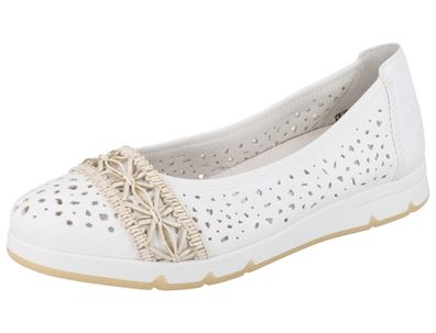 RIEKER Damen Ballerina weiss beige Kunstleder