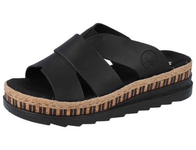 RIEKER Damen Pantolette schwarz Kunstleder