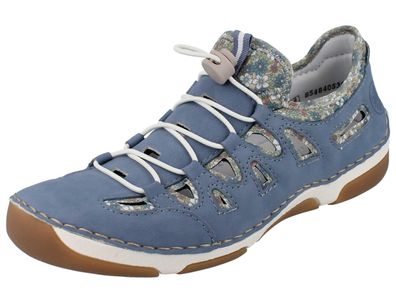 RIEKER 55956-10 Damen Slipper blau Lederimitat