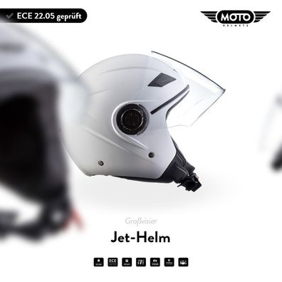 Motorrad-Helm Jet-Helm Roller-Helm Vespa-Helm | MOTO U52 - Matt White | XS - XL