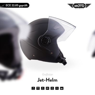 Motorrad-Helm Jet-Helm Roller-Helm Vespa-Helm | MOTO U52 - Matt Black | XS - XL