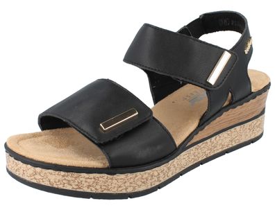 RIEKER 63781-00 Damen Keilsandalette schwarz Kunstleder