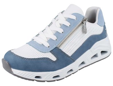 RIEKER R Evolution Damen Sneaker blau Textil weit Reißverschluss