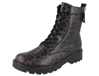 RIEKER Leprato Damen Biker Boots grau schwarz Lederimitat