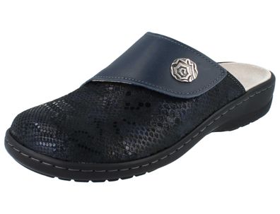 LONGO Damen Clogs blau Lederkombination