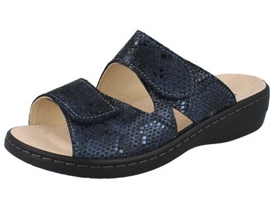 LONGO Damen Pantolette blau Nubukleder