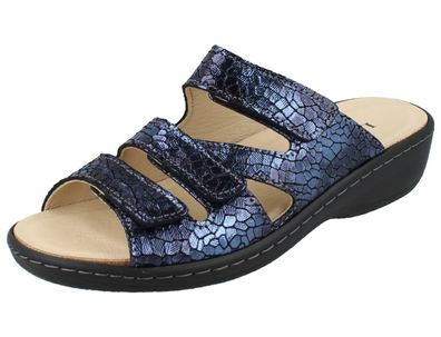 LONGO Damen Pantolette blau Effektleder