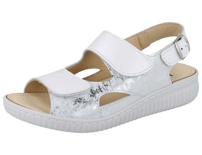 LONGO Damen Sandale weiss silber Leder