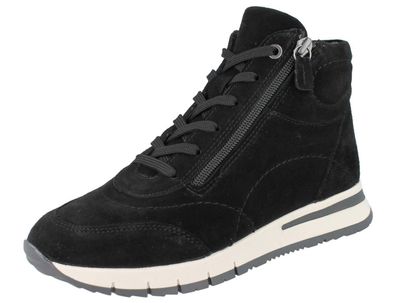 LONGO Damen Schnür Stiefelette schwarz Veloursleder