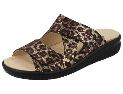 LONGO Damen Pantolette braun gold Nubukleder