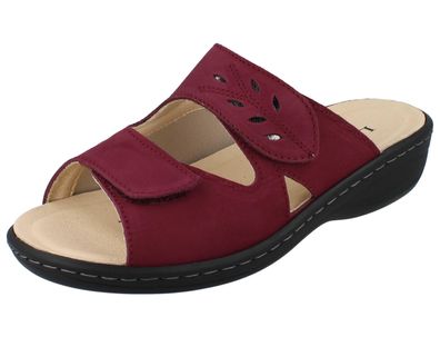 LONGO Damen Pantolette beerenrot Nubukleder Stretch