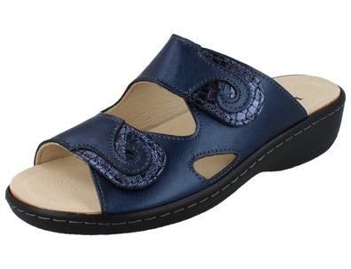 LONGO Damen Pantolette blau marine Nubukleder