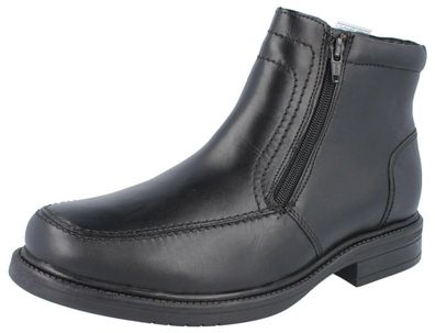 LONGO Herren Kurzhals Stiefel schwarz Glattleder