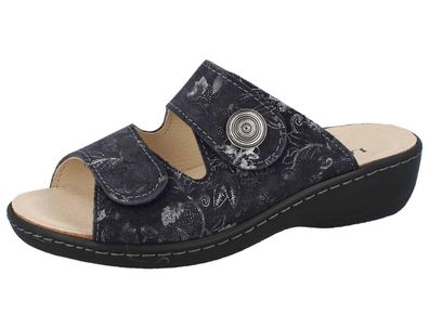 LONGO Damen Pantolette blau silber Nubukleder