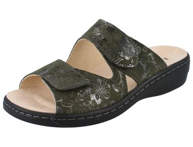 LONGO Damen Pantolette grün khaki Nubukleder