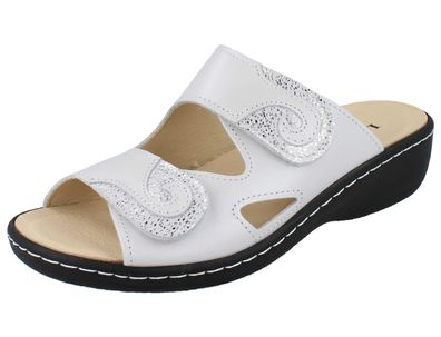 LONGO Damen Pantolette silber perle Effektleder