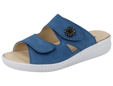 LONGO Damen Pantolette blau ciel Nubukleder