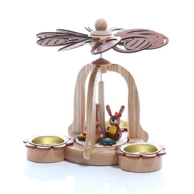 Osterdekoration Pyramide mit 3 Osterhasen natur BxHxT 19,2x17x19,2cm NEU Ostern