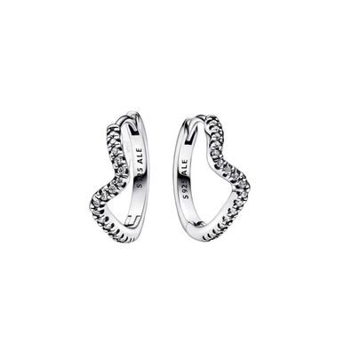 Pandora Silberne gewellte Kreise mit Zirkonia 292545C01