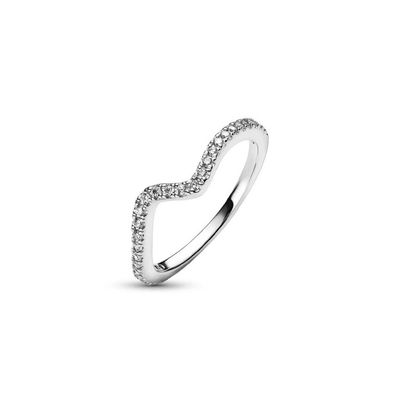 Pandora Zeitloser gewellter Silberring mit Zirkonia 50 mm