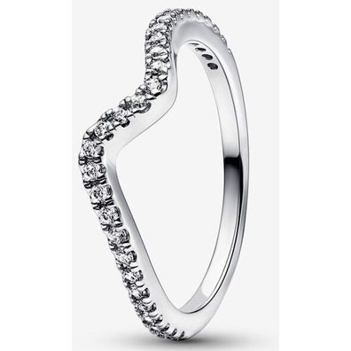 Pandora Zeitloser gewellter Silberring mit Zirkonia 54 mm