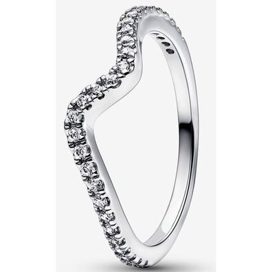 Pandora Zeitloser gewellter Silberring mit Zirkonia 52 mm