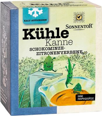 6x Sonnentor Kühle Kanne Schokominze-Zitronenverbene Tee, Pyramidenbeutel 32g