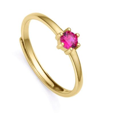 Viceroy Vergoldeter Ring Clasica mit fuchsiafarbenem Zirkon 53 mm