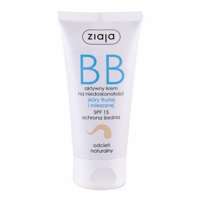 Ziaja BB Creme für fettige und Mischhaut, Farbton Natur, SPF 15, 50 ml