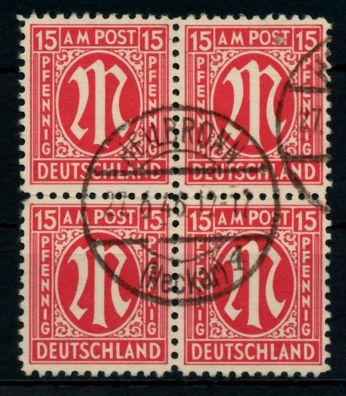 BIZONE AM-POST Nr 8z gestempelt Viererblock X760BAE