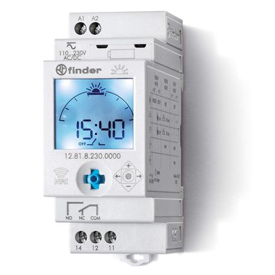 Finder 12.81.8.230.0000 Astro-Zeitschaltuhr 1 Kanal NFC Hutschiene 230V