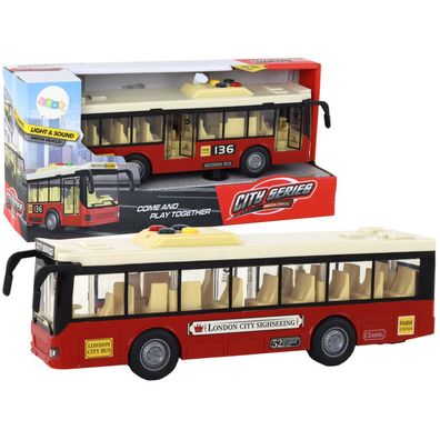 Lean Toys Autobus Na Baterie "wiat"a D"wi"ki Czerwony Miejski 1:16