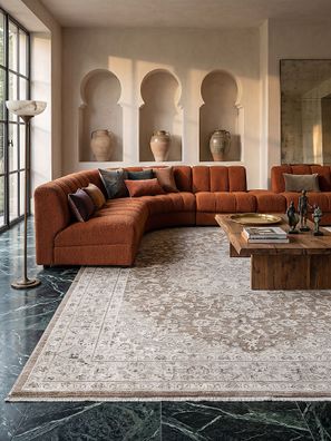 Teppich Kurzflor Scrivia Braun 7 mm Baumwolle Polyester Mix orientalisch