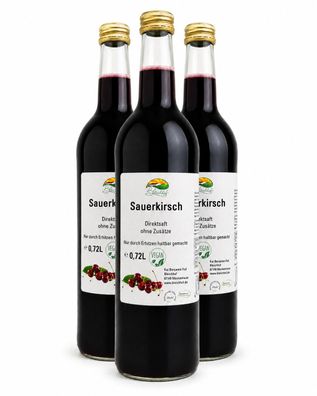 Bleichhof Sauerkirschsaft - 100% Direktsaft OHNE Zuckerzusatz, vegan (3x 0,72l)