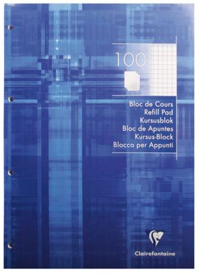 Clairefontaine Kursusblock A4 kariert 4-fach gel 100Bl