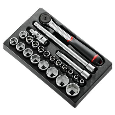 Facom Steckschlésselsatz 1/2 Zoll 23-teilig Chrom-Vanadium-Stahl