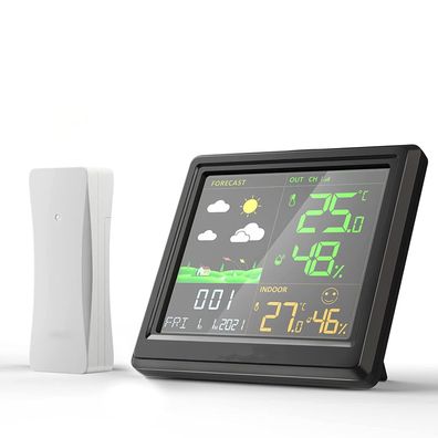 Senticum Funkwetterstation mit Außensensor Farbdisplay Thermometer Hygrometer