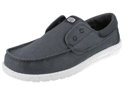 HEY DUDE Wally Stretch CanvasHerren Slipper schwarz weiß Textil