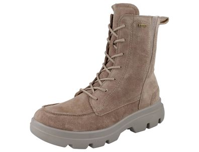 LEGERO Angelina Damen Schnürstiefel beige Veloursleder Goretex